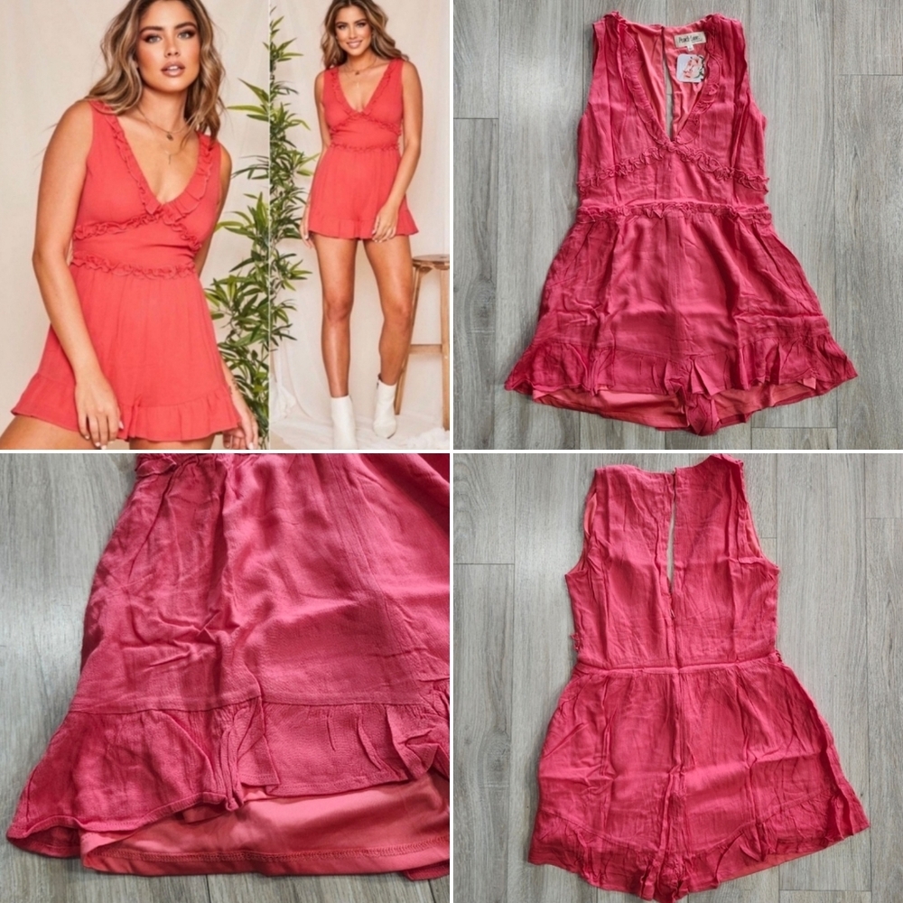 🍉 Red Women's Spring Romper Outfit